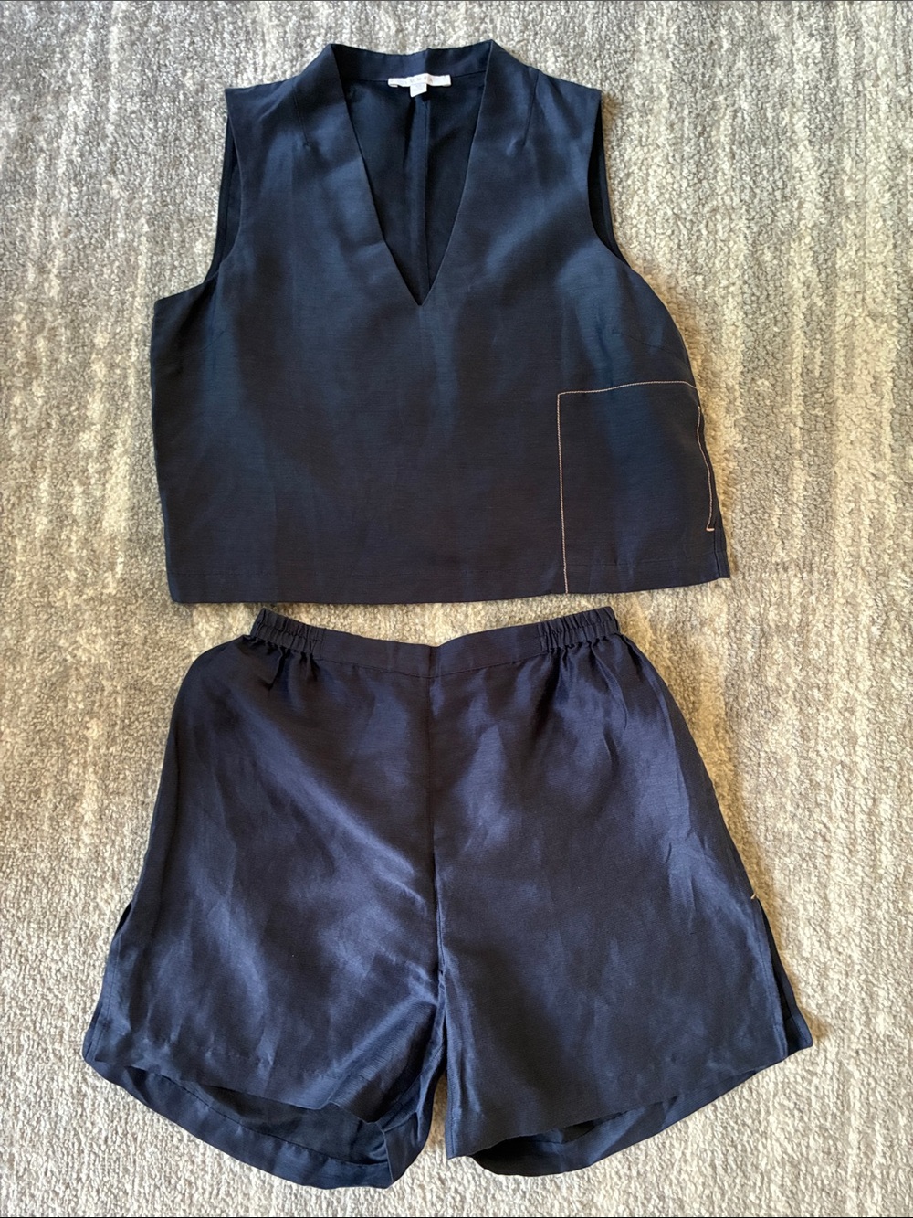 Lunya Linen/Silk Lounge Set. Navy. XS